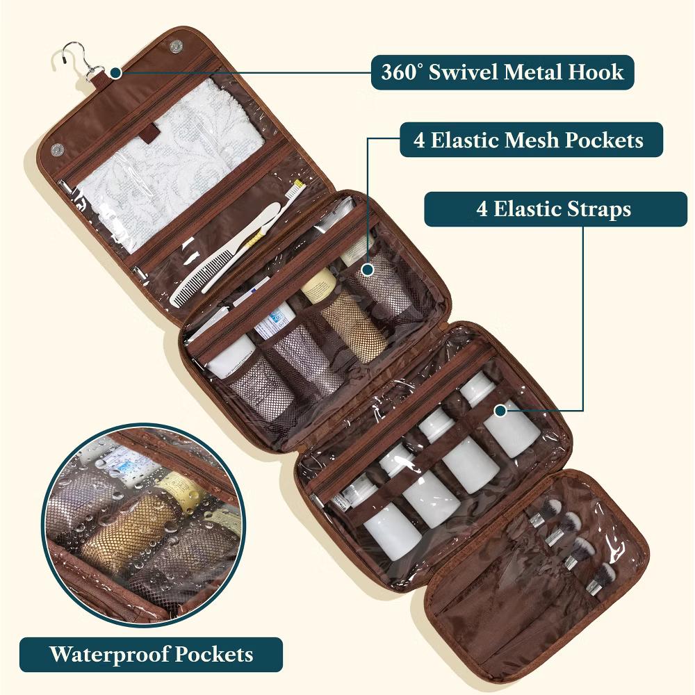 PAVILIA Hanging Toiletry Bag Women Men, Foldable Large Travel Cosmetic Organizer, Water Resistant Makeup Toiletries Essentials Kit - Image 23