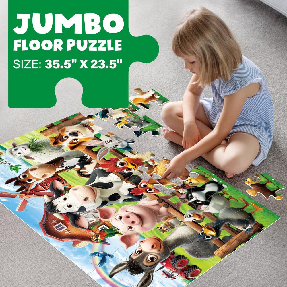 Puzzles for Kids Ages 3-6, Farm Animals, 48 Piece Large Jigsaw Toddler Puzzles, 35.5" x 23.5" - Image 8