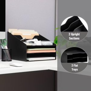 3-Tier Plastic Desk Organization Set Black