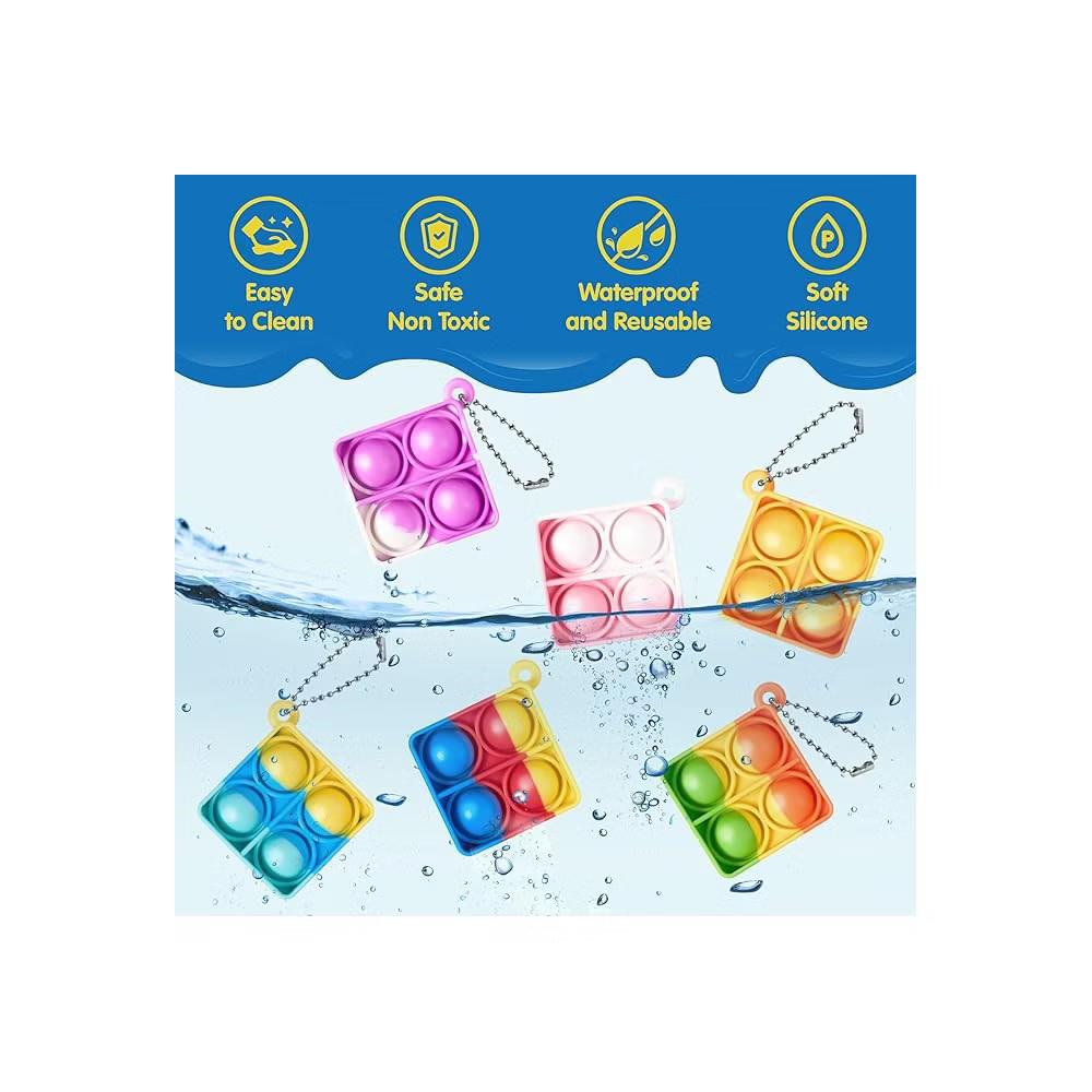 30Pcs Pop Fidget Toys Pop Fidget Keychain Rainbow Bubble Popping Game Mini Fidget Toys Bulk Party Favors for Kids, Sensory Fidget Toys - Image 5