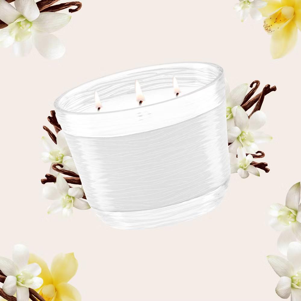 Glade 3 Wick Scented Candle in Glass Jar - Sheer Vanilla Embrace - 6.8oz: Indoor, 30-Hour Burn Time, Christmas & Thanksgiving Decor - Image 4