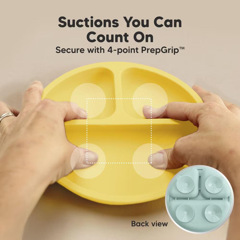 3-Pack Prep Suction Plates with Lids, 100% Silicone Baby Plates with Lid, BPA-Free Kids Divided Toddler Plates - Image 3