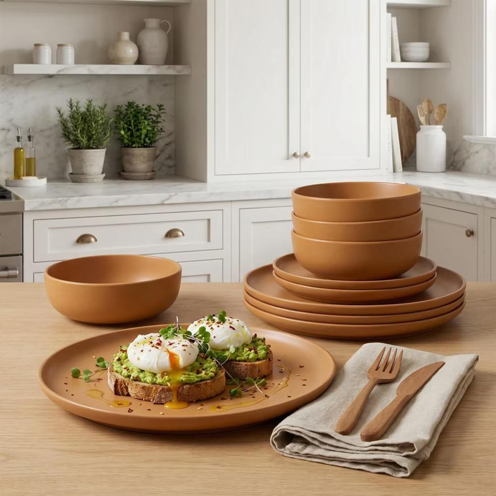 GreenElevate Stoneware Elegance 12-Piece Dinnerware Set for 4, Plates&Bowls, Microwave & Dishwasher Safe, Non-Toxic Matte Glaze, Stackable Kitchenware - Image 39