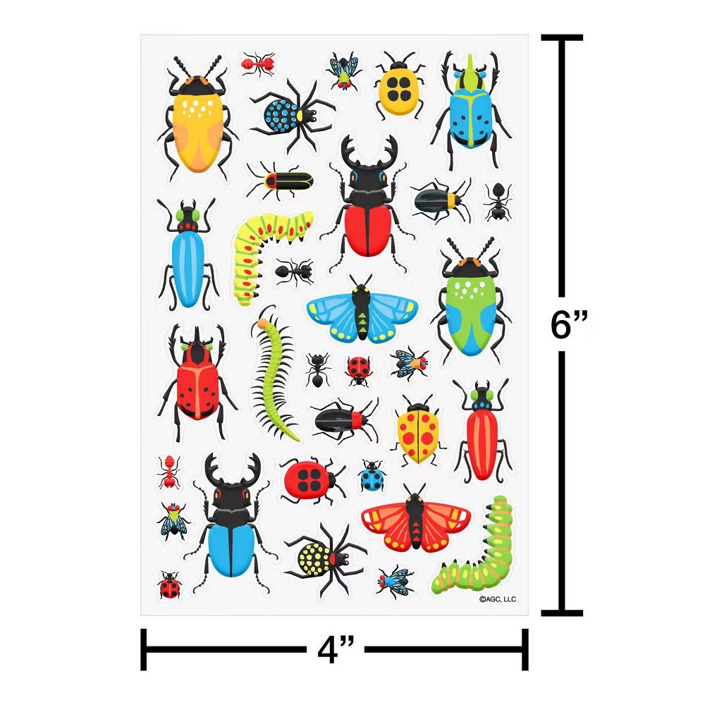 Colorful Insects Puffy Stickers for Boys, 3D Bugs, Beetles, and Catepillars 33ct, 1 Sheet - Image 2