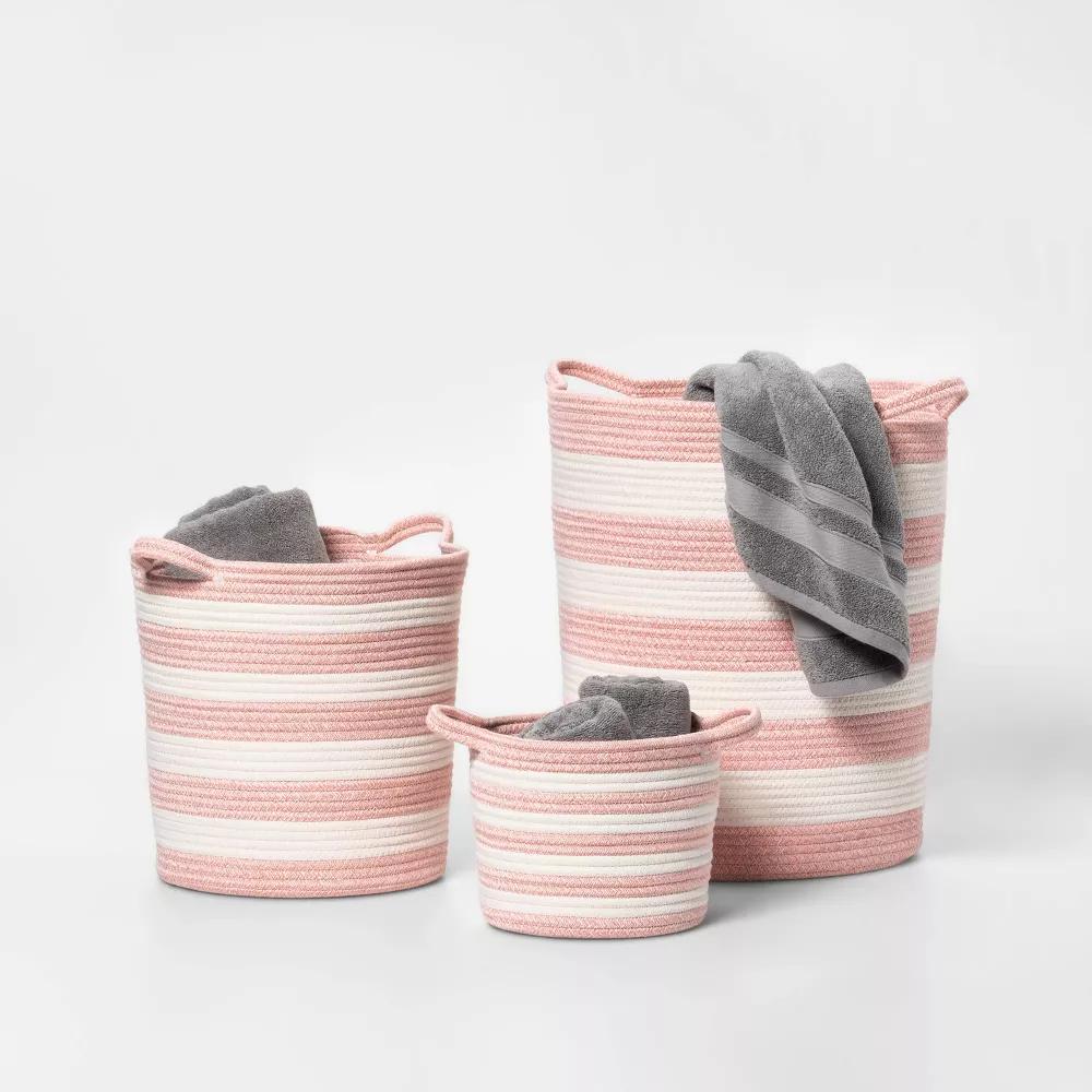 Striped Coiled Kids' Rope Basket - Image 20