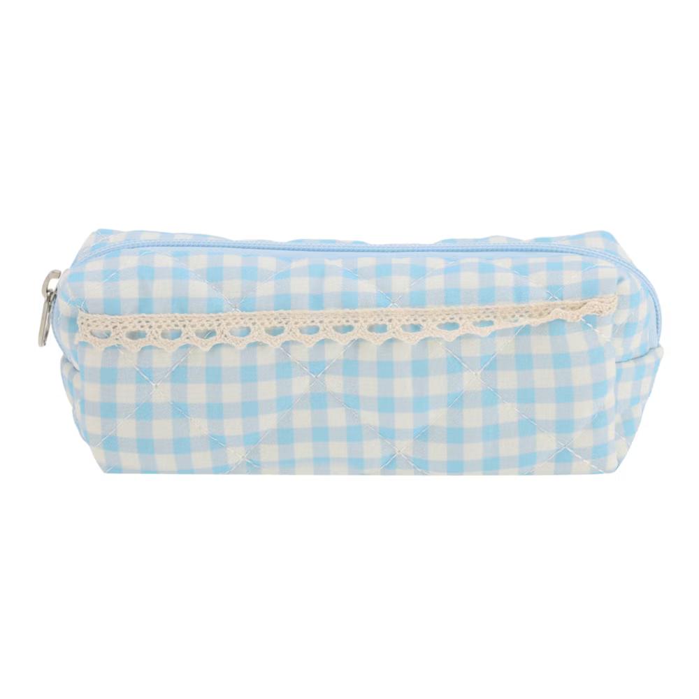 1 Pc Plaid Lace Style Drawstring Makeup Bag for Vacation Polyester - Image 4