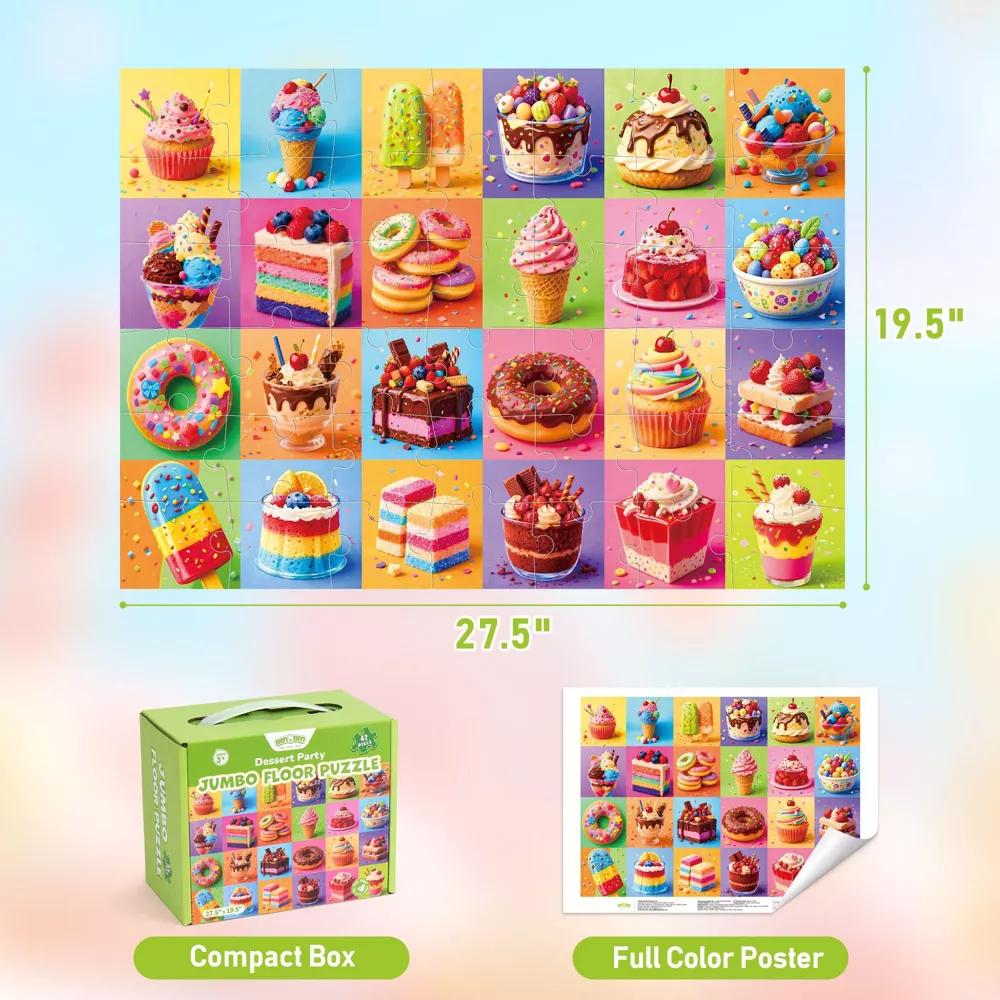 42 Piece Dessert Floor Jigsaw Puzzles for Kids 3-6, 27.5"x19.5" - Image 5