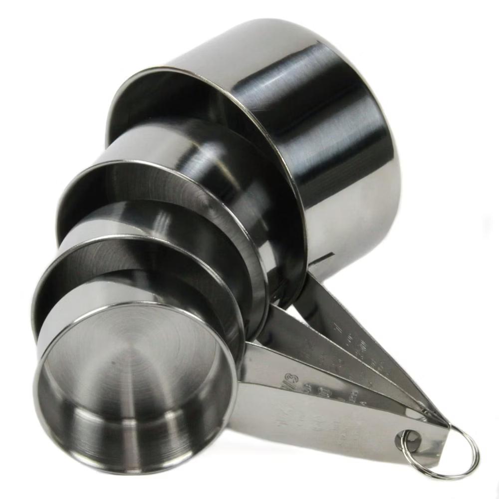4-Piece Stainless Steel Measuring Spoon Set - 1/4, 1/3, 1/2, and 1 Cup