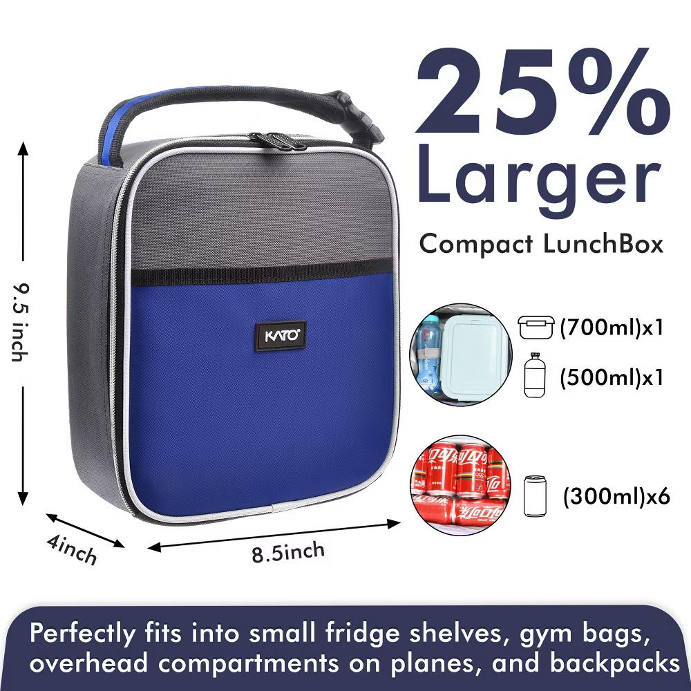 Small Insulated Lunch Tote Bag for Adult Kid, Leak-proof Portable Lunch Box for Man Woman with Dual Zipper Closure, 8.5x4x9.5 Inches - Image 14