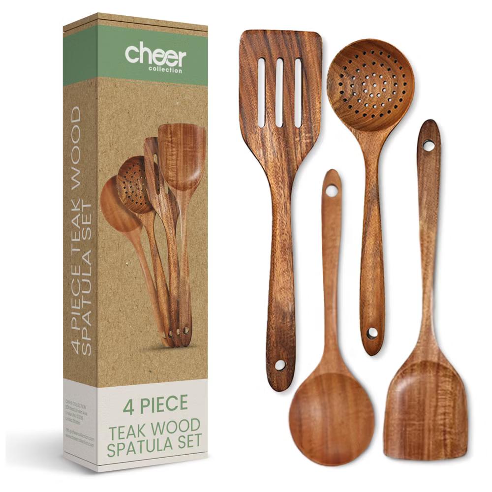 Premium Teak Wood Spatula Set – Handcrafted 4-Piece Kitchen Utensil Set - Image 5