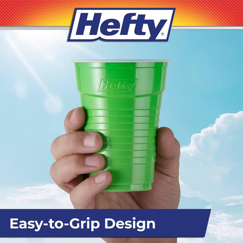 Hefty Party On! Disposable Cups - 80ct/16oz: Portable, Solid Pattern, Household Use - Image 5