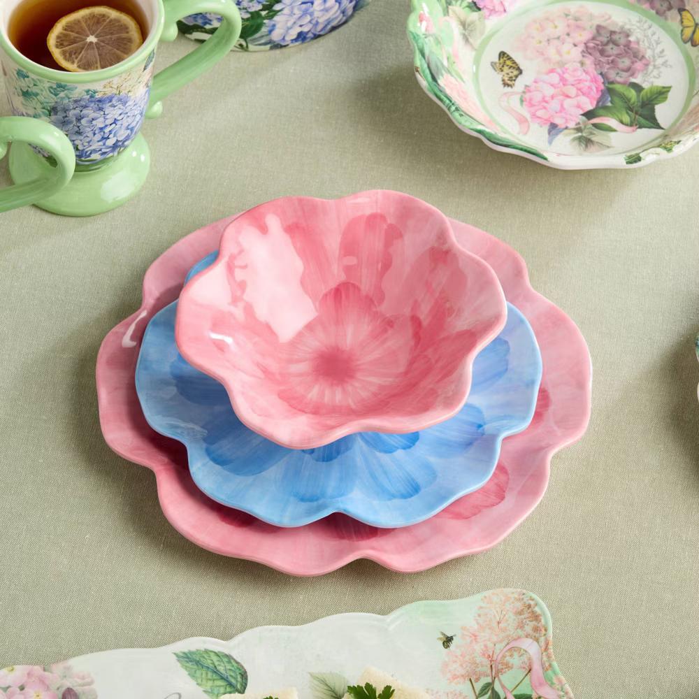 Certified International (Set of 4) 16oz Wildflower 3D Floral Melamine All Purpose Bowls Pink