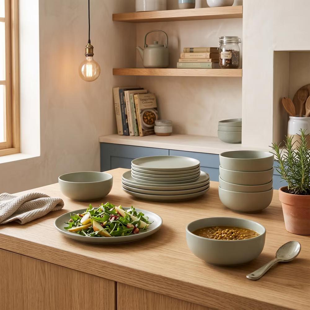 GreenElevate Stoneware Elegance 12-Piece Dinnerware Set for 4, Plates&Bowls, Microwave & Dishwasher Safe, Non-Toxic Matte Glaze, Stackable Kitchenware - Image 35