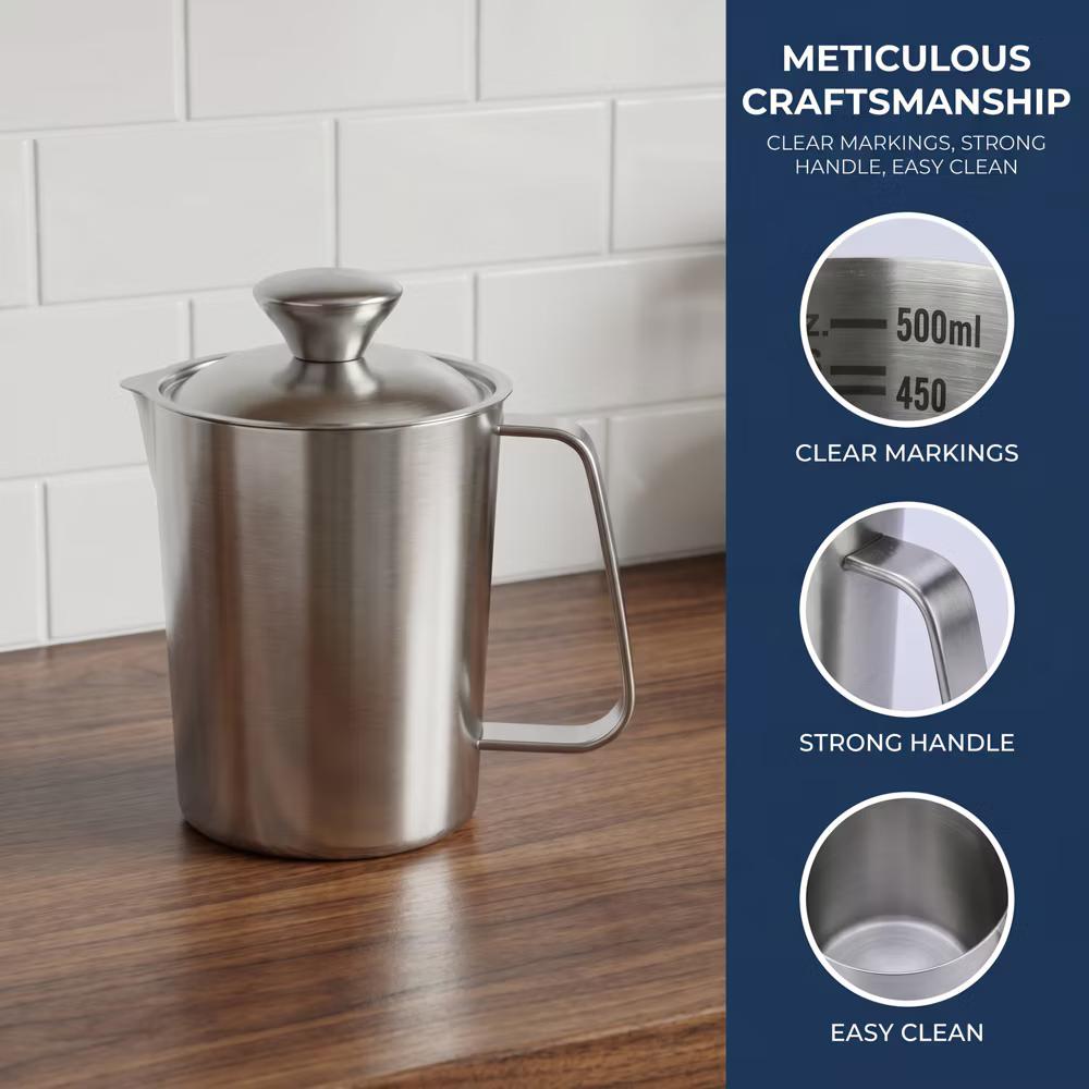 Measuring Cup, 1 Cup Stainless Steel Measuring Cup with Easy Read Lines for Baking Recipes - Image 36