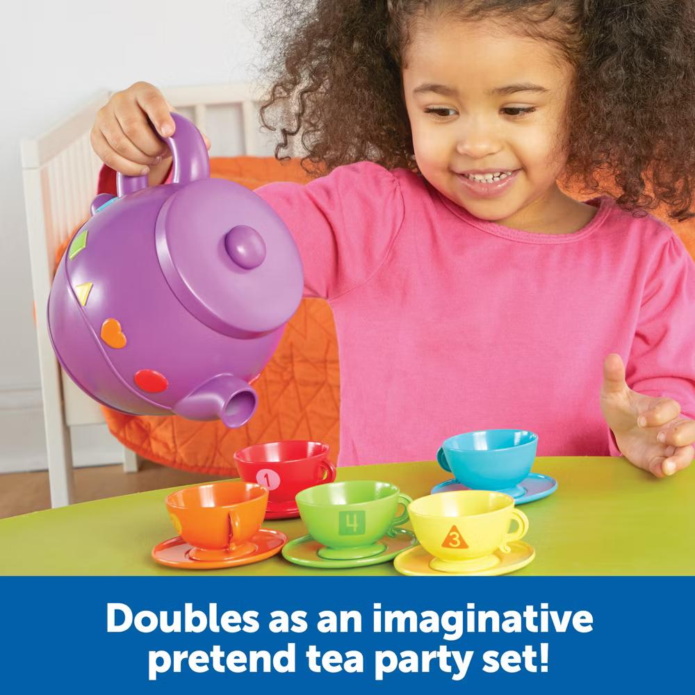 Serving Shapes Tea Set, Color Recognition and Counting Toy, 11 Pieces, Ages 2+ - Image 4