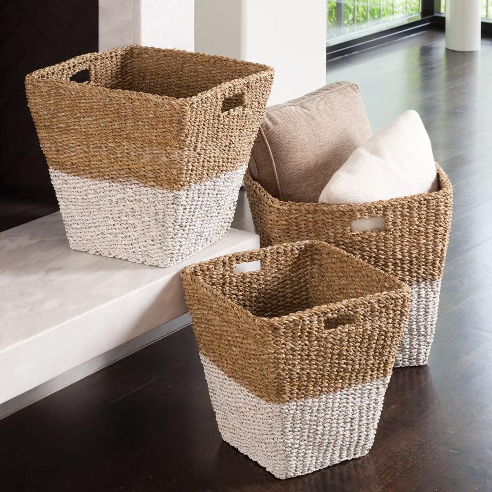 Plum & Seagrass Rectangular Storage Baskets Set of 3 - Image 4