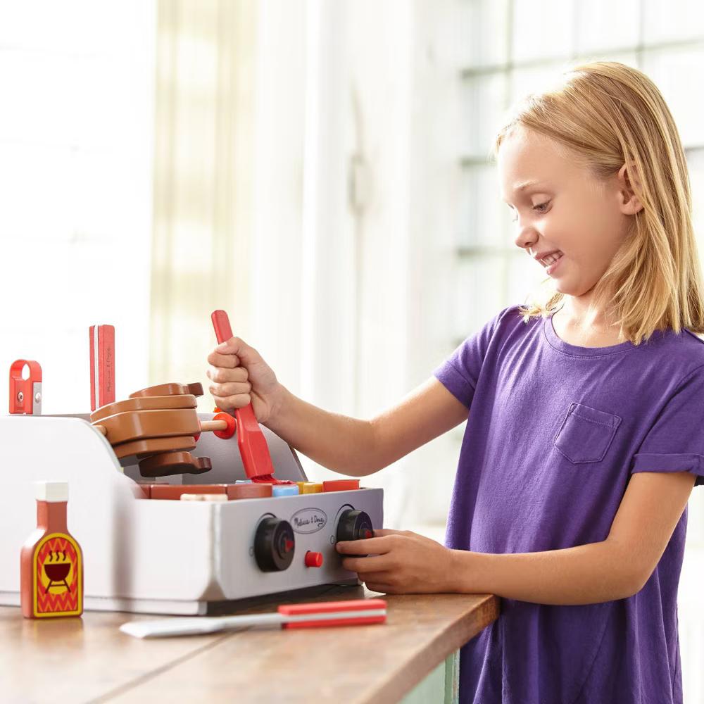 Rotisserie and Grill Wooden Barbecue Play Food Set (24pc): Toddler Creative Kitchen Accessories - Image 4