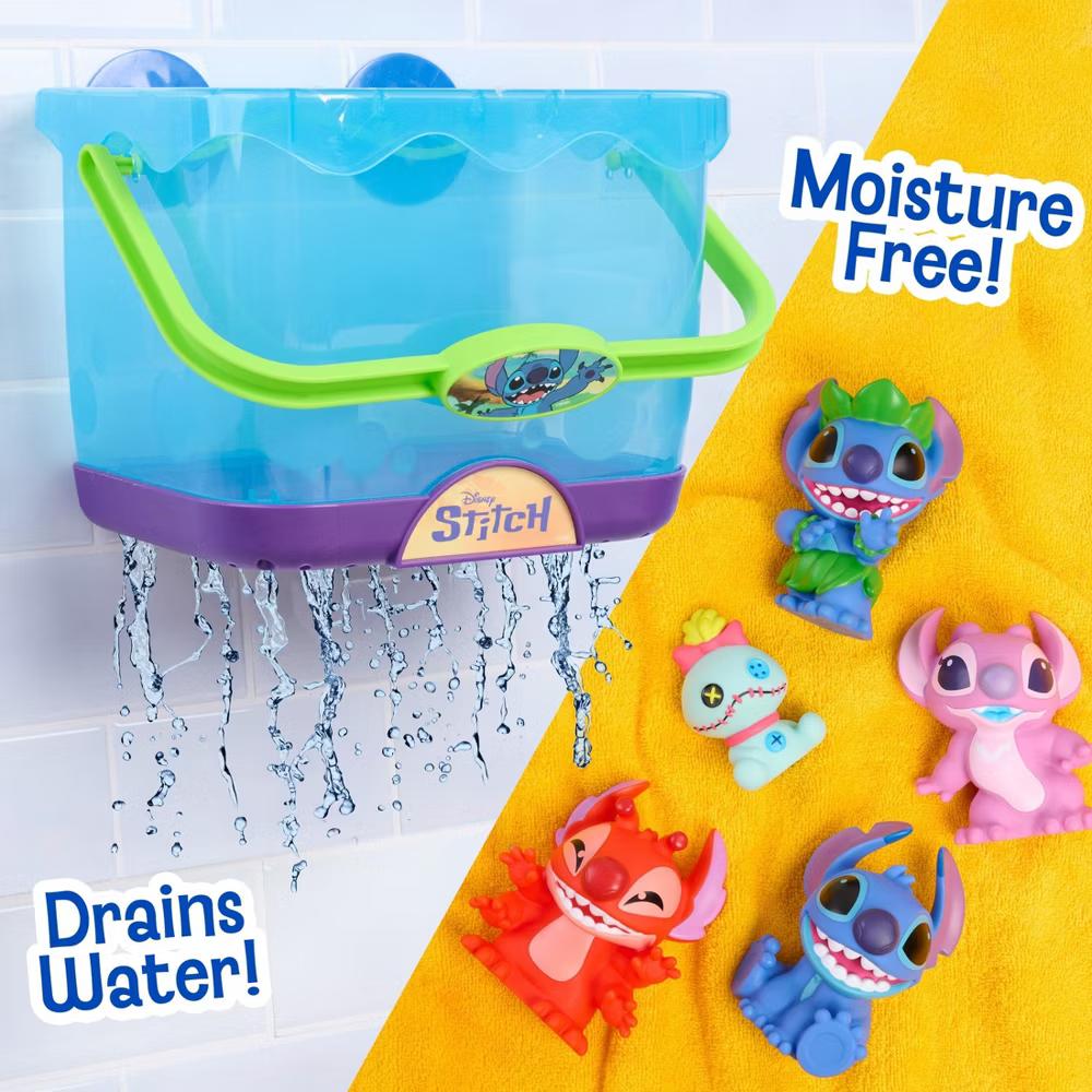 Stitch Bath Caddy Set, 5-Piece Bath Toys with Storage Bucket - Image 3
