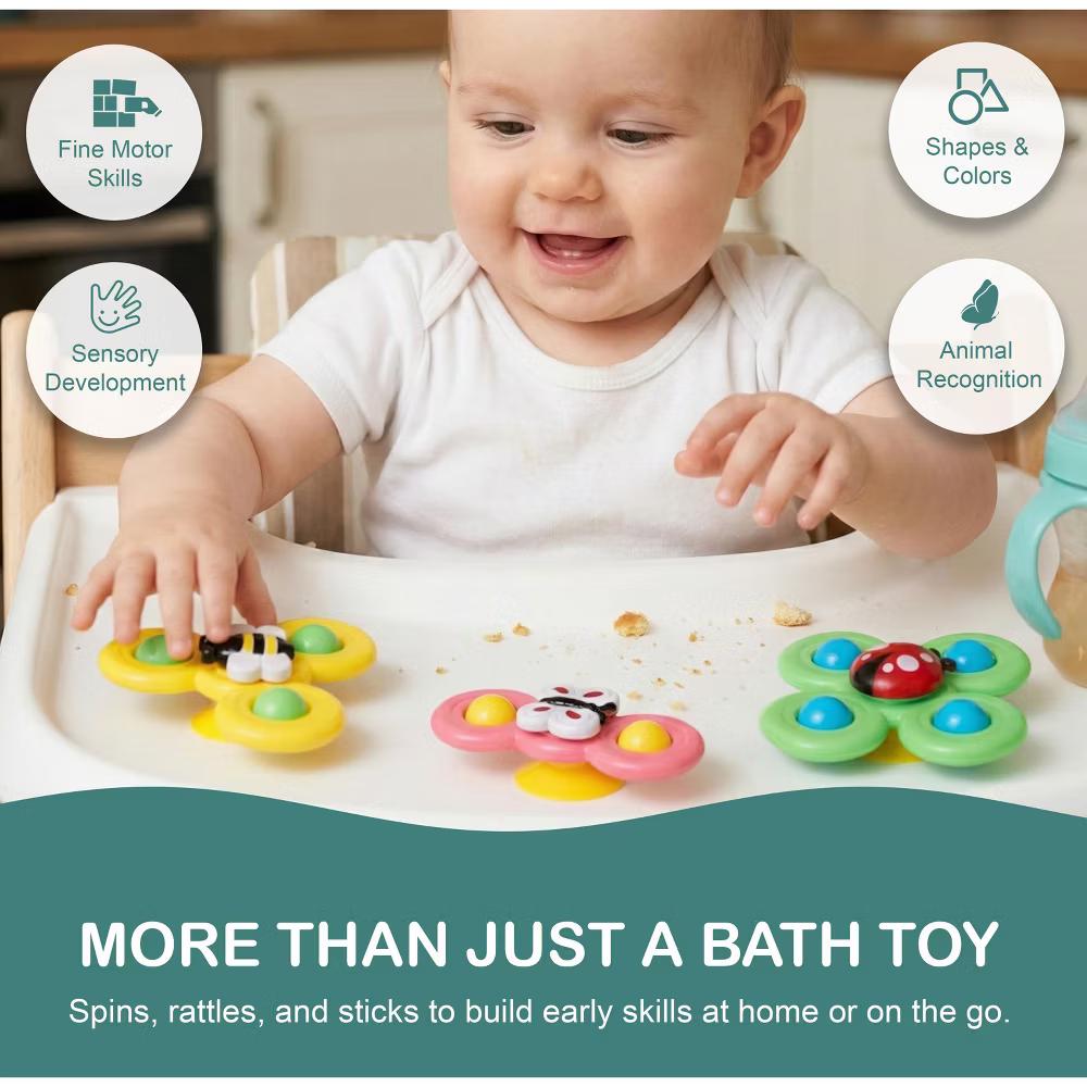 Suction Cup Spinner Toys for Toddlers, Suction Cup Fidget Spinner Bath Toys, Spinning Top Baby Sensory Toys for Toddlers 1-3 Boys Girls, Baby Spin Toy - Image 5