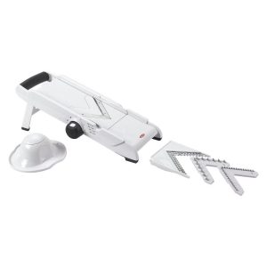 VBlade Mandoline Slicer: ABS & Stainless Steel, 4 Blades, Dishwasher-Safe, Vegetable & Potato Slicer, White