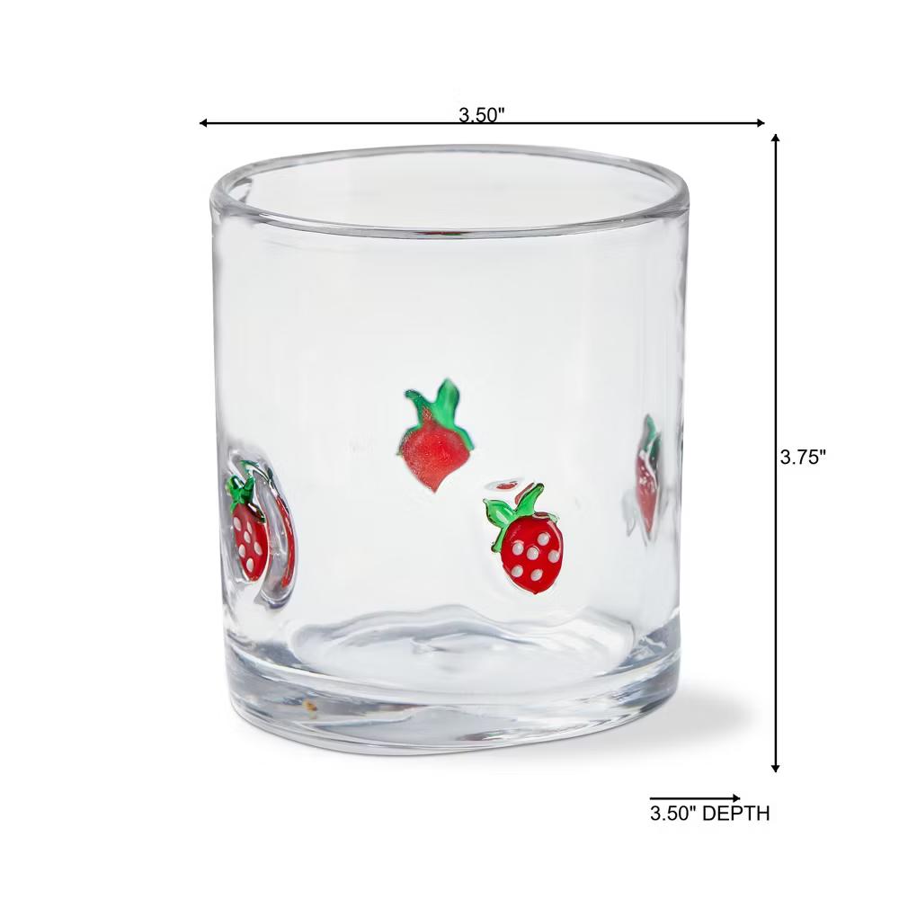 Strawberry Dof Glass - 16oz Double Old-Fashioned Drinkware for Everyday Use - Hand Wash - Red Color - Image 3