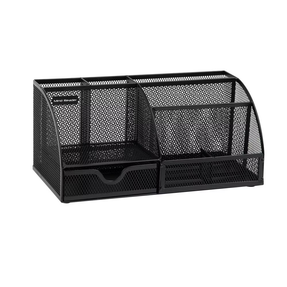 Desktop Organizer, File Storage, Accessory Storage, Workspace, Office, Metal Mesh, 11"L x 5.5"W x 5"H, Black - Image 4