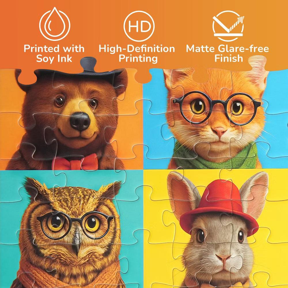 100 Piece Jigsaw Puzzles for Kids 4-8, Stylish Animal Crew, 15.75"x 11.75" - Image 3
