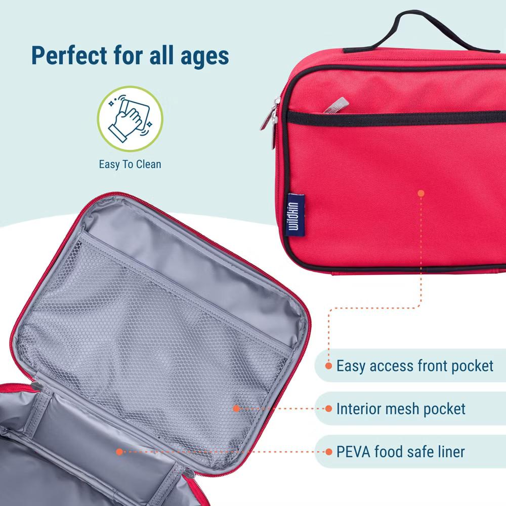 Wildkin Kids Insulated Lunch Box in Solid Colors – Durable and Reusable for School & Travel - Image 15