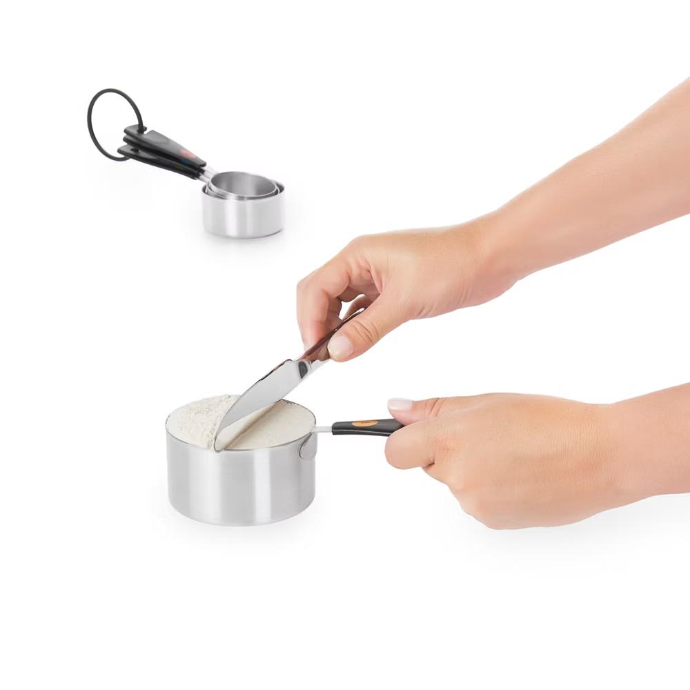 Stainless Steel Measuring Cups: 5-Piece Set, Dishwasher-Safe, Black, Lifetime Warranty - Image 3