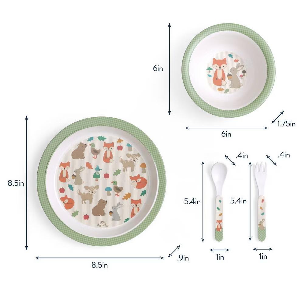 4pc Melamine Itzy Bistro Toddler Feeding Dining Set, Plate, Bowl, Fork and Spoon - Image 18