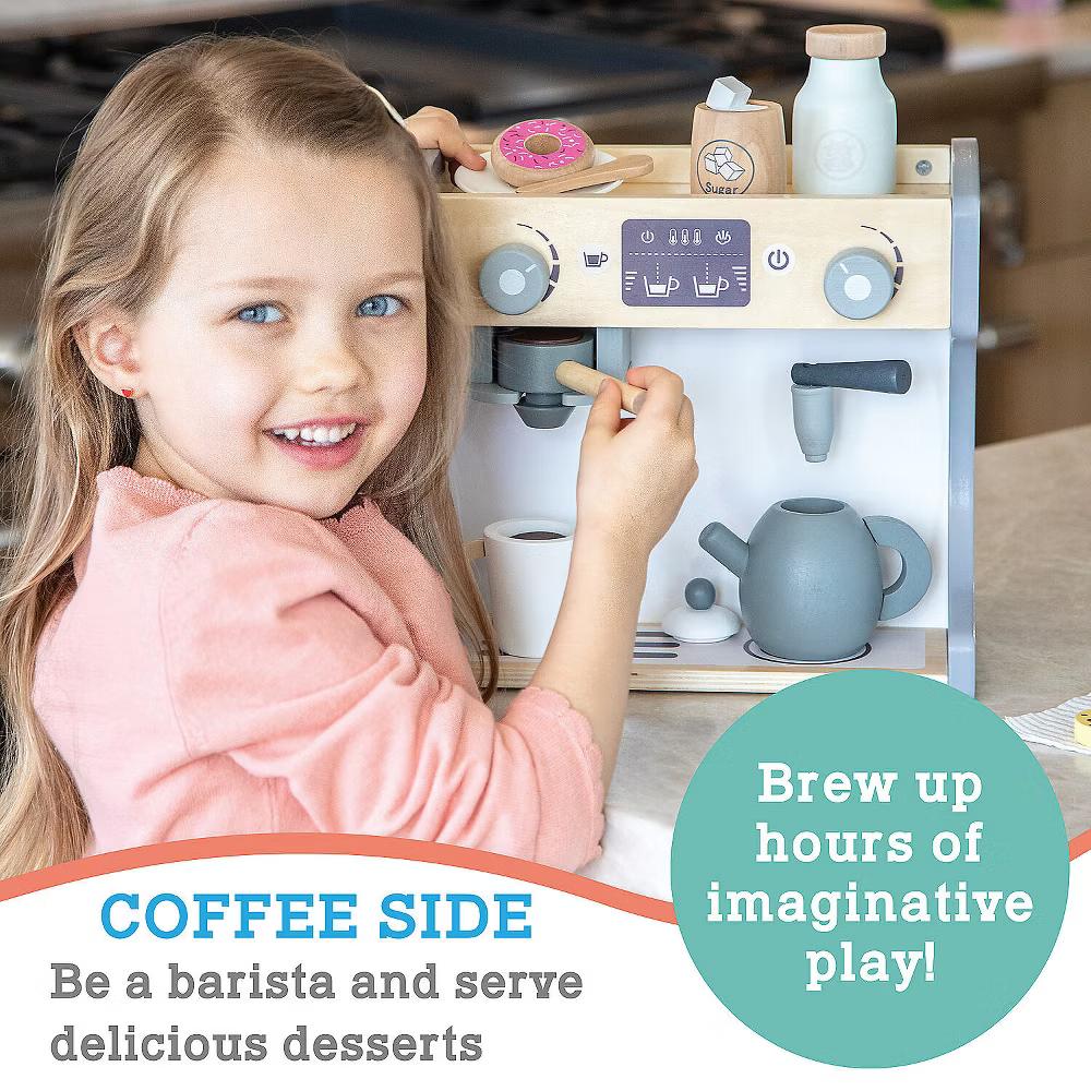 MindWare Oh So Fun! Rise & Shine Coffee Café and Kids Tea Set for 3 Year Olds and Up - Image 3