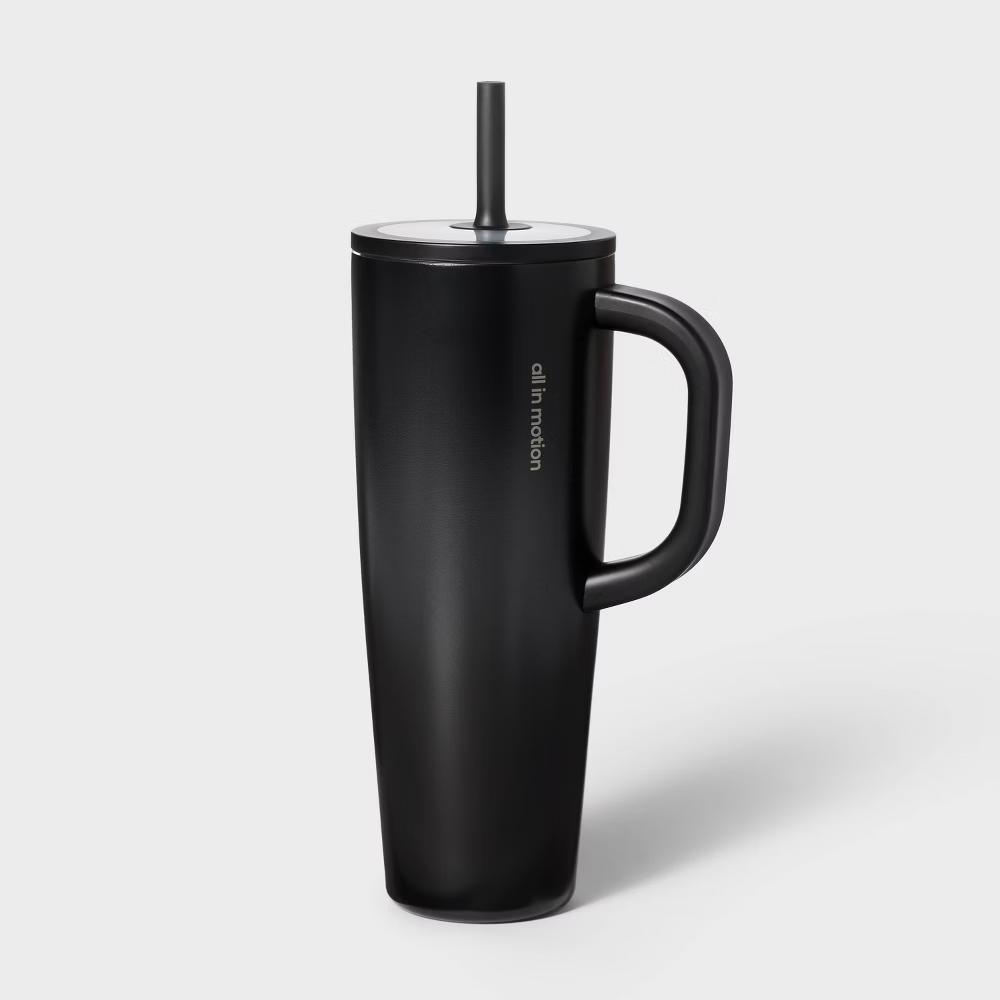 StrawBlue40 fl oz Stainless Steel Tumbler with Straw - Image 4