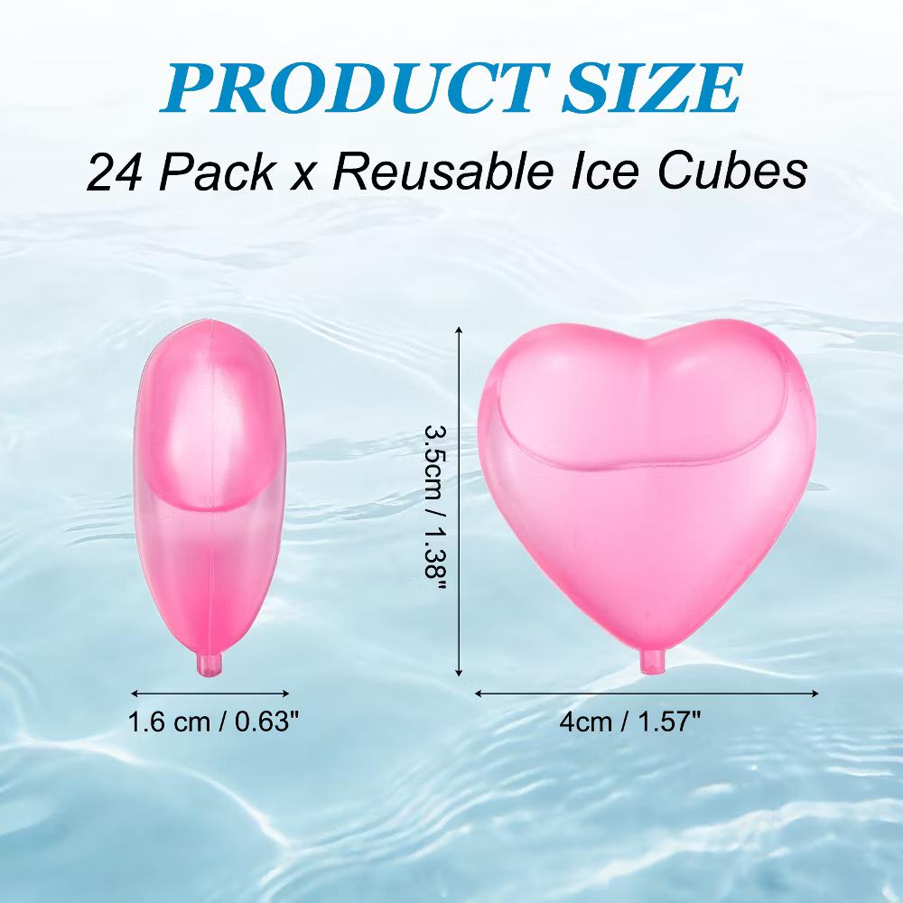 Plastic Durable Lightweight Heart Shape Ice Cube Tray 4 x 3.5cm / 1.57 x 1.38 Inch Yellow/Blue/Pink/Red 24 Pcs - Image 5