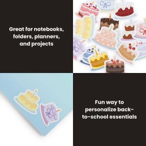Yoobi Evolve 15pk Stickers - Birthday Cakes, School Supplies