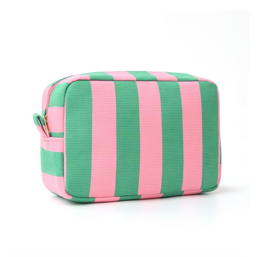 Alilang Striped Corduroy Cosmetic Pouch Makeup Bag with Zip Closure - Image 9