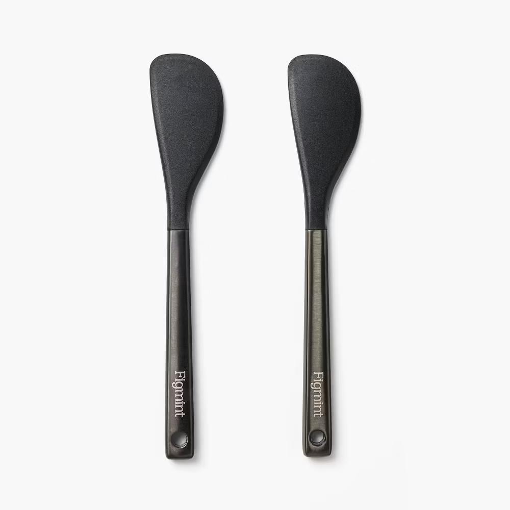 2pk Mini Spatula Set Matte Black - Stainless Steel Cookware Utensils, Dishwasher-Safe, Adult Kitchen Tools