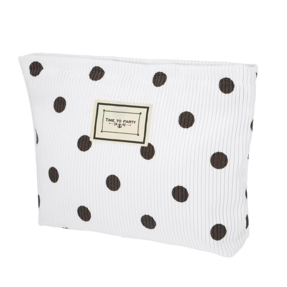 Portable Corduroy Polka Dot Makeup Bags and Organizers 1 Pc