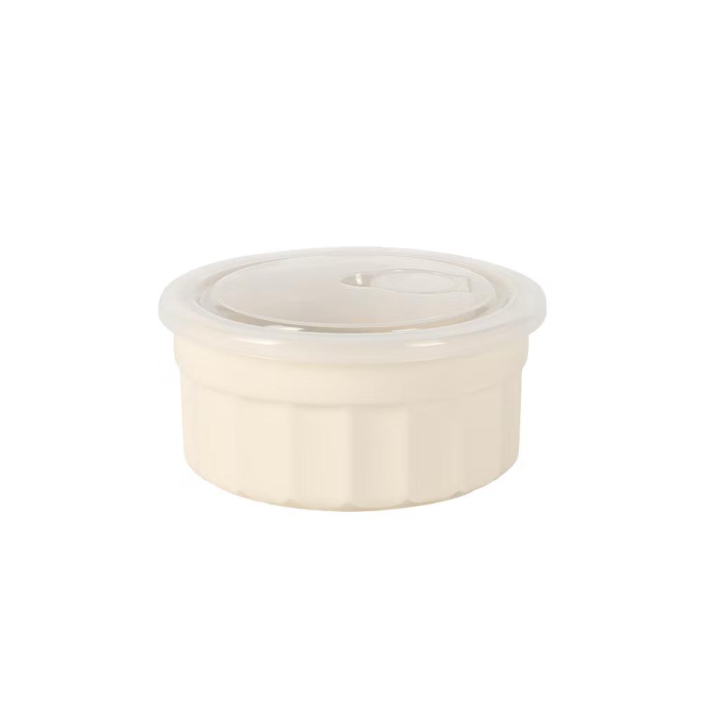 Martha Stewart Broadbrook 6 Piece Stoneware Meal Prep Container Set with Lids, Food Storage Bakeware, Ovenµwave&Dishwasher Safe, Cream - Image 3