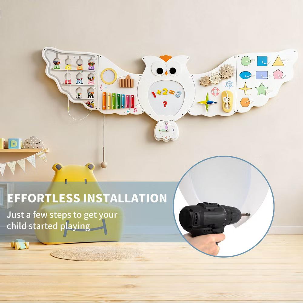Owl Activity Wall Busy Board Panels Montessori Sensory Toys for Playroom Nursery - Image 8