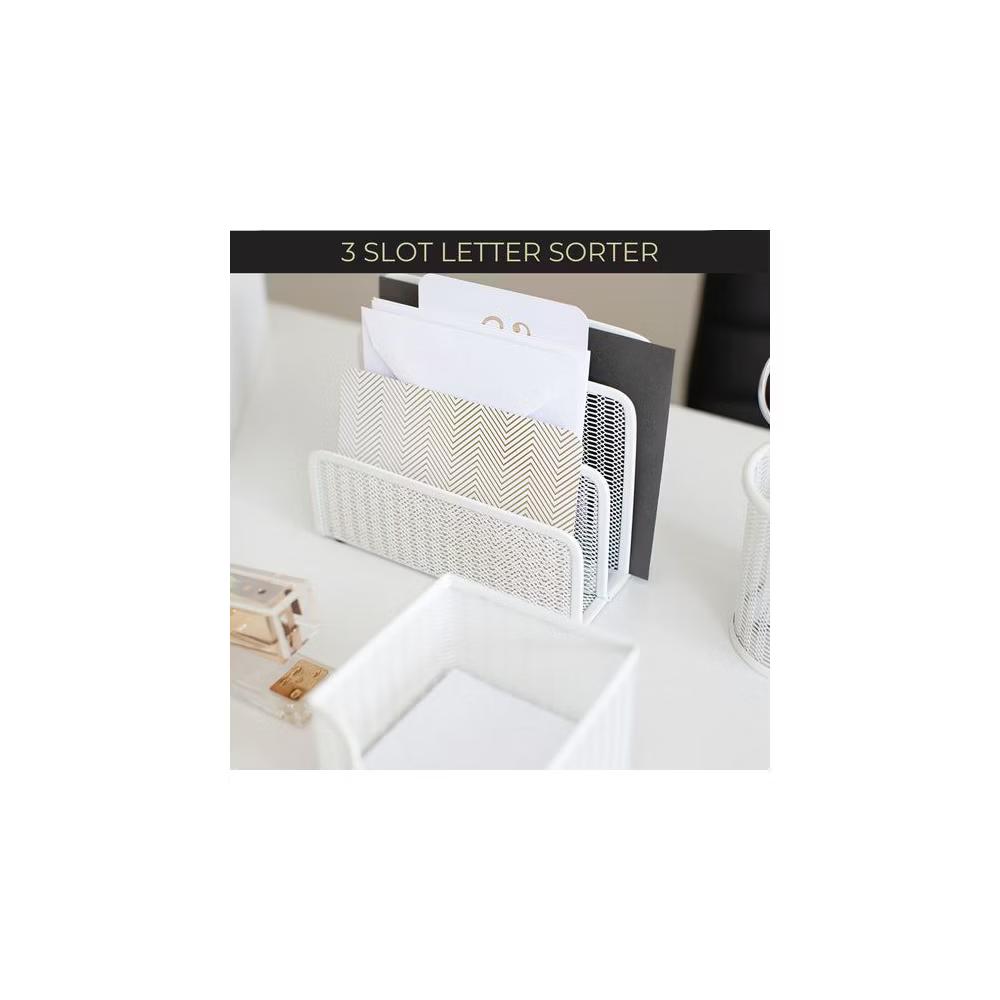 Blu Monaco 3 Tier Metal Mesh Letter Sorter - Available in Aqua, Black, Gold, Pink, Rose Gold, and White - Image 36