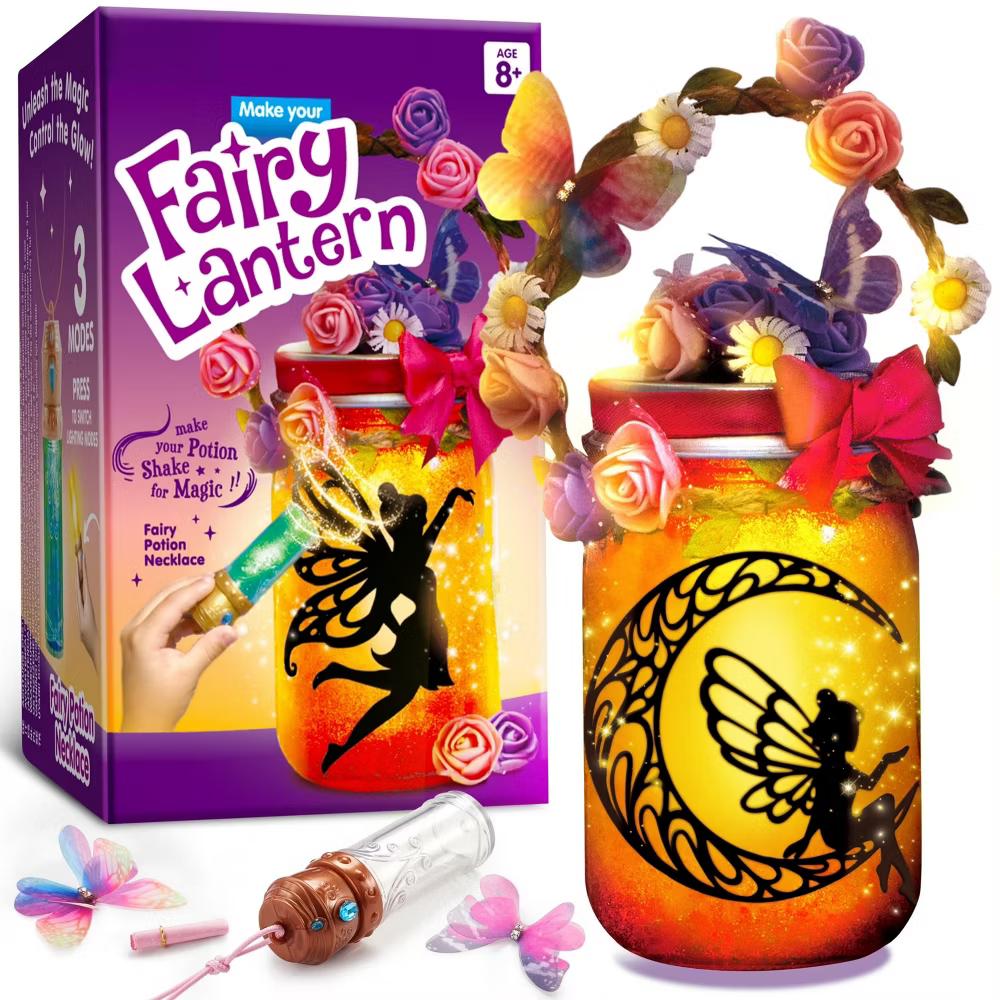Fairy Lantern Craft Kit, 2-in-1 Rose Light & String Light for Kids, Arts and Crafts, DIY Art Kit, Ideal Gift for Girls Age 8+