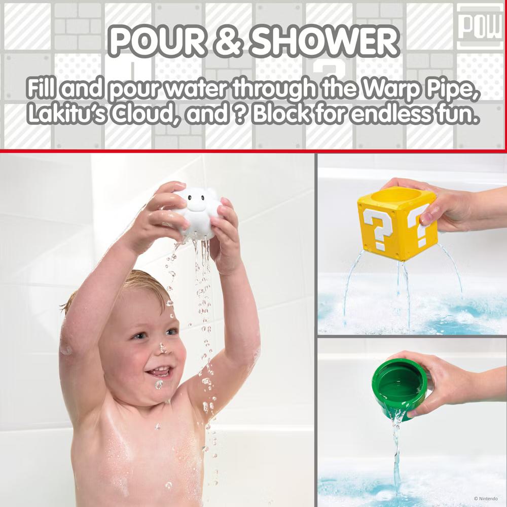 Tomy Toomies My Mario Pour and Nest Bath Toys Set - 4pc - Image 4