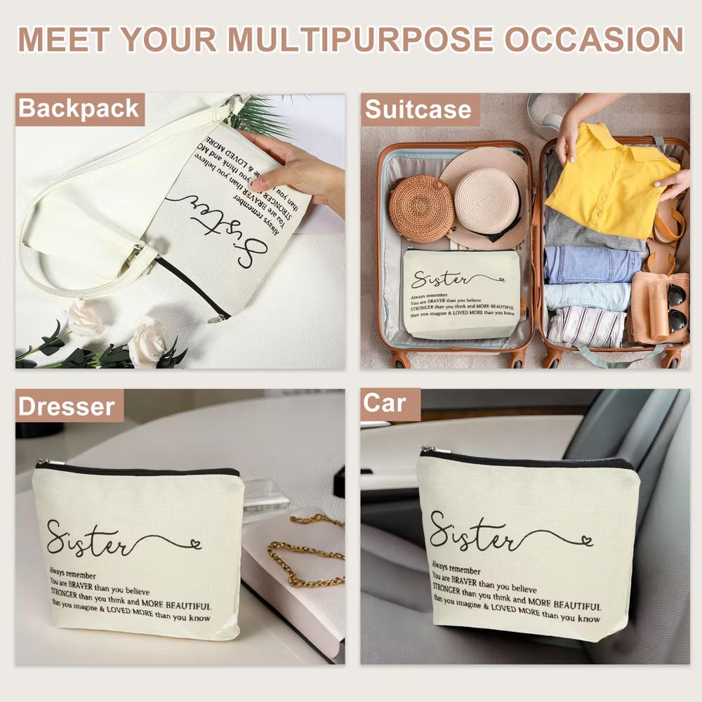 Women's Birthday Makeup Bag Beige 1 Pc - Image 23