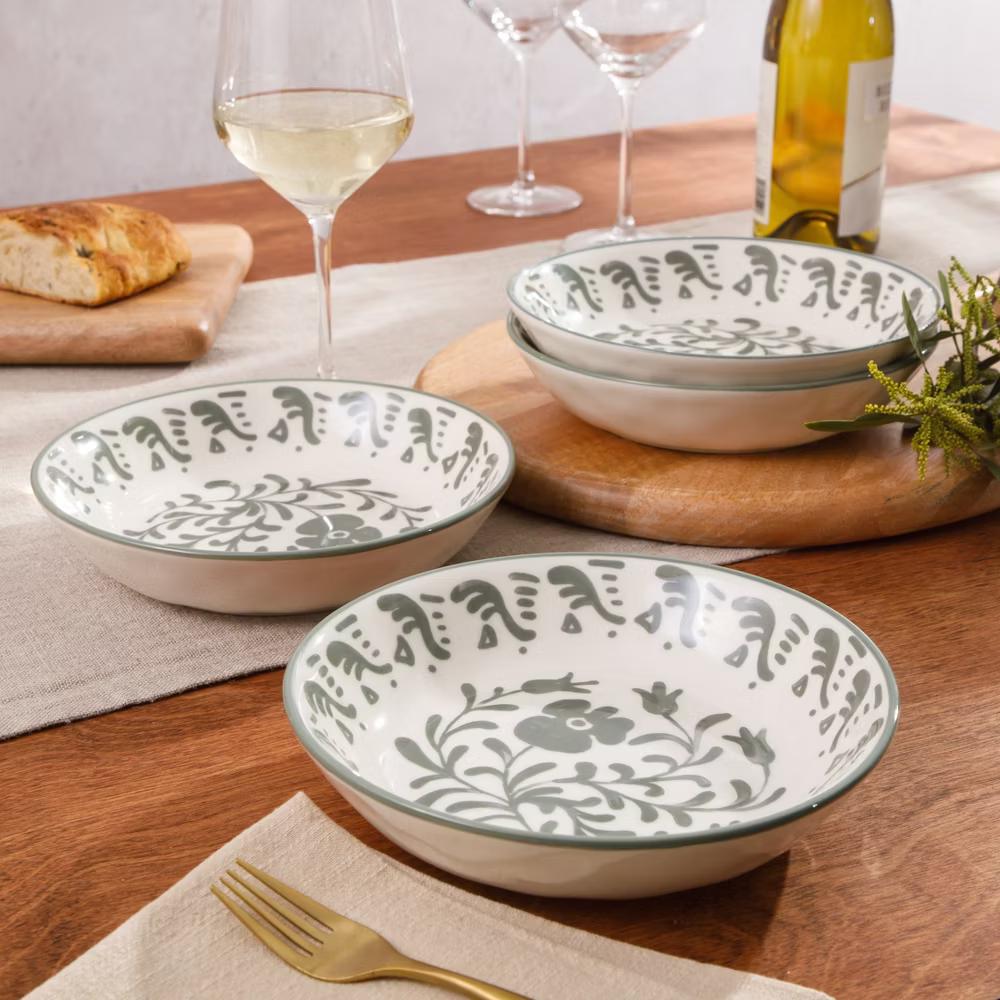 Bloomhouse - 2-Time Oprah’s Favorite Things - 4 Piece Dinner Bowl Set, 8” Stoneware Pasta Bowls, Floral Design, Dishwasher Safe - Image 9