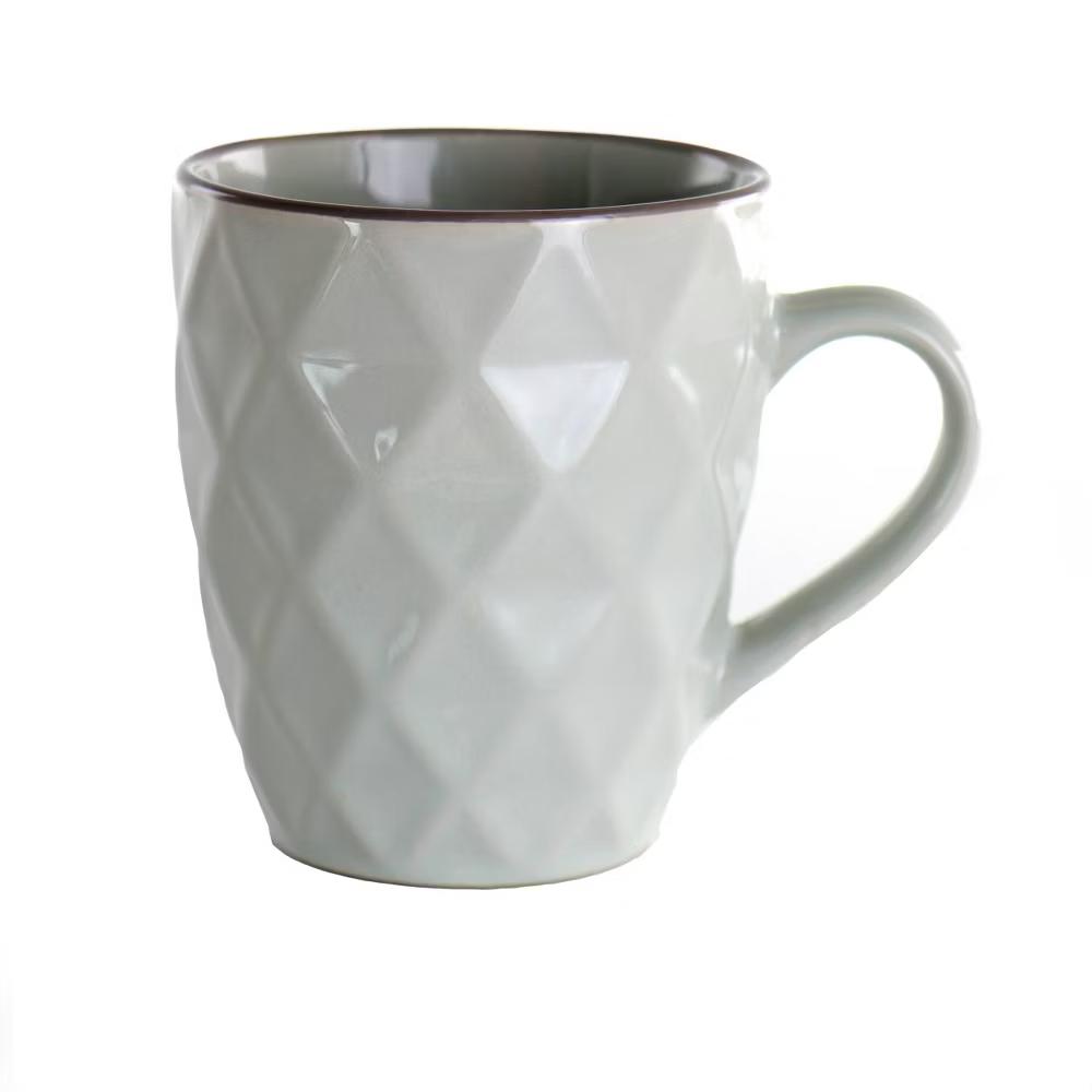 16pc Stoneware Tahitian Diamond Dinnerware Set - Gray Dish Set, Microwave & Dishwasher Safe, Service for 4 - Image 3