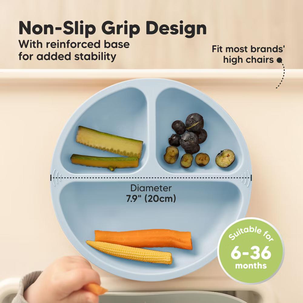 3-Pack Prep Suction Plates for Baby, 100% Silicone Toddler Plates, BPA-Free Divided Baby Plates with Suction - Image 15