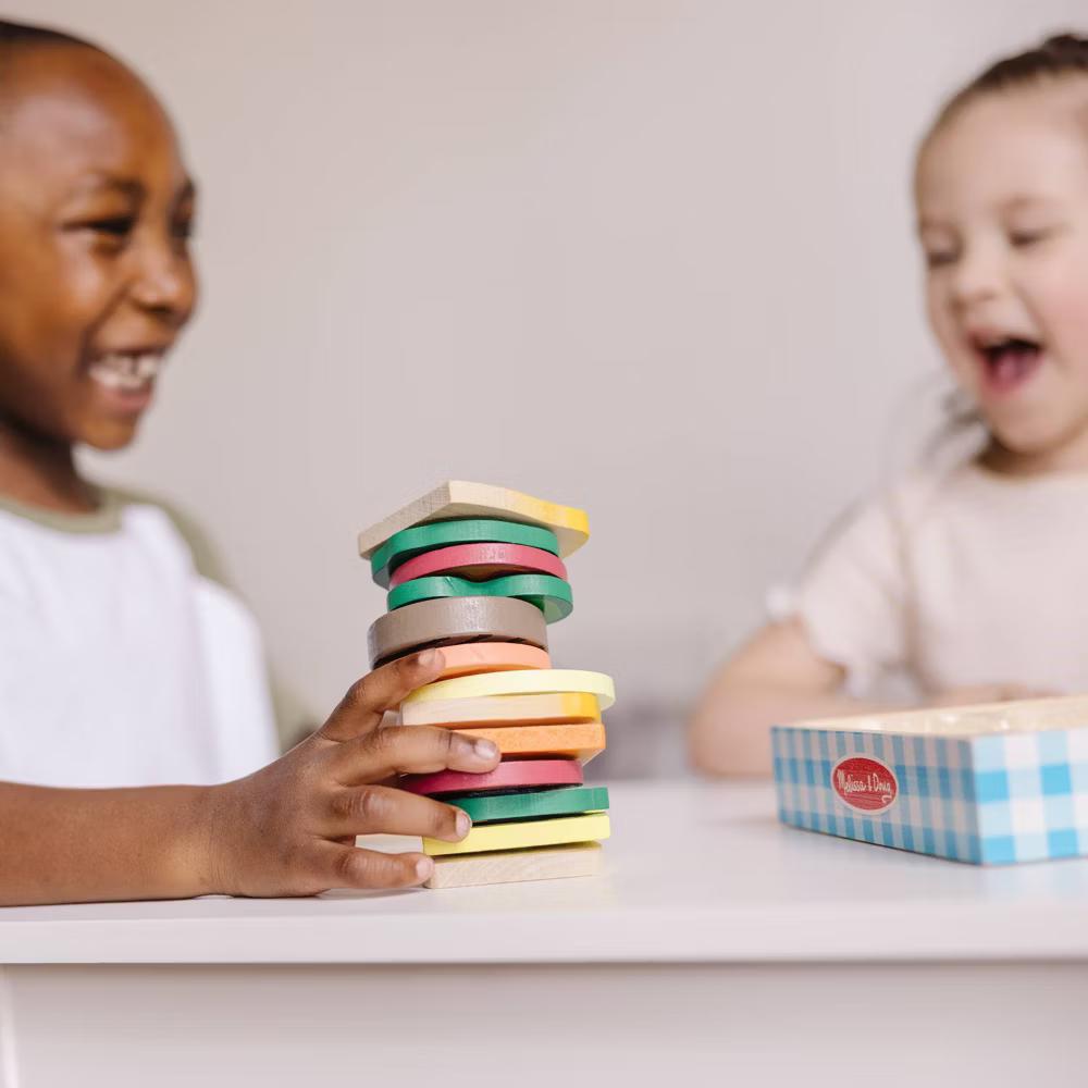 Wooden Sandwich-Making Pretend Play Food Set: Educational Toy with Stackable Pieces & Sound Effects - Image 8