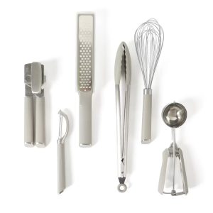 Edge 6 Piece Stainless Steel Kitchen Tool & Gadget Set- Taupe