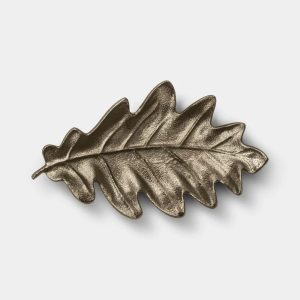 12"x7" Metal Leaf Tray Gold