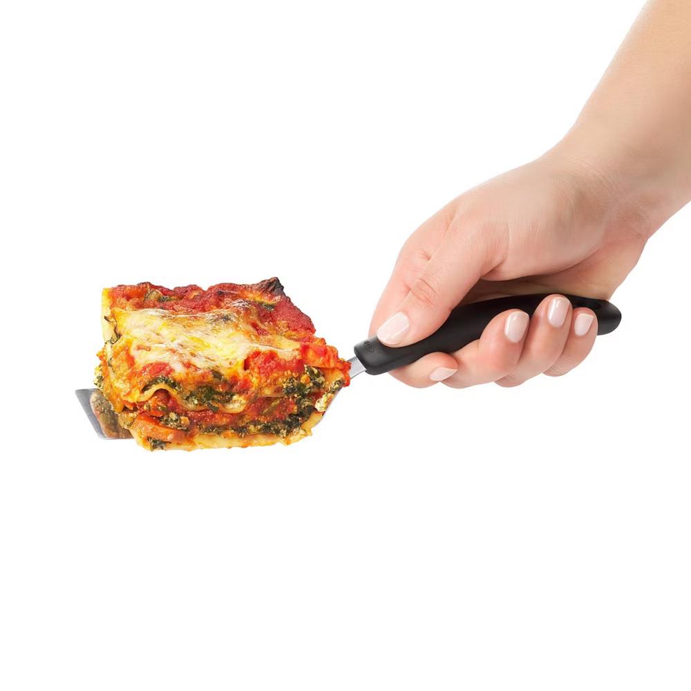 Cut and Serve Turner: Stainless Steel Small Metal Spatula, Kitchen Utensil, Dishwasher-Safe, Black Handle - Image 7